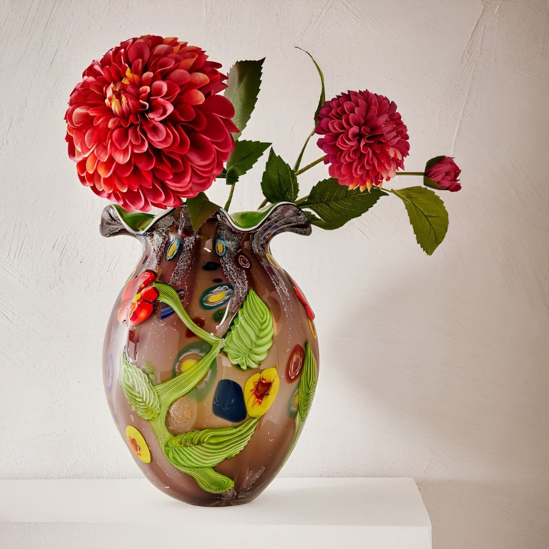 vase-flora-verrerie-d'art-murano-style-coloré-2 Vase Flora multicolore fait main verre style Murano