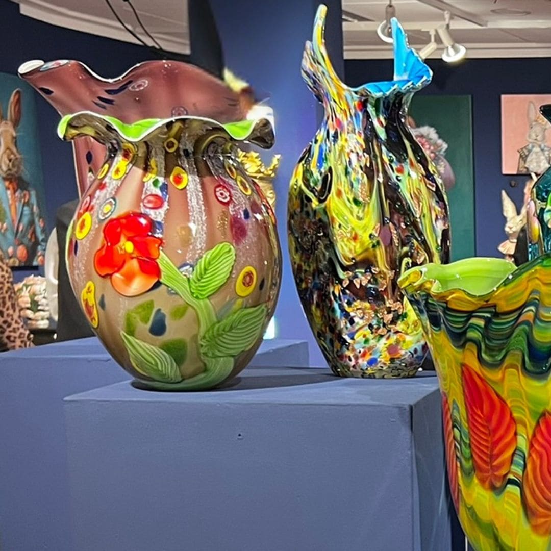 vase-flora-verrerie-d'art-murano-style-coloré-3 Vase Flora multicolore fait main verre style Murano