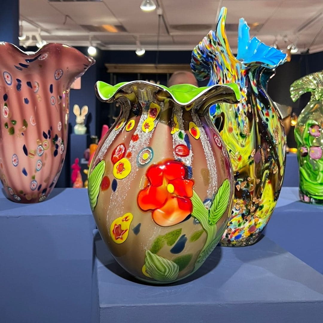 vase-flora-verrerie-d'art-murano-style-coloré-5 Vase Flora multicolore fait main verre style Murano
