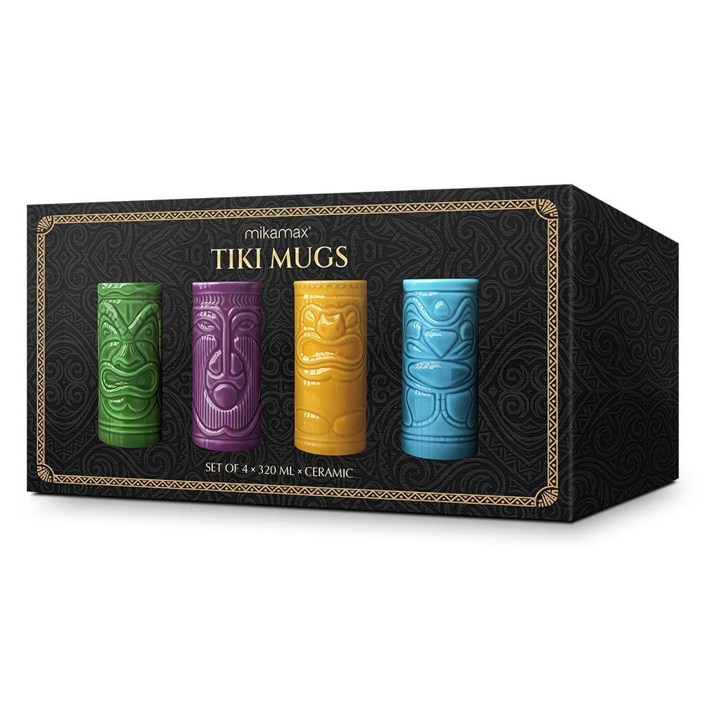 Lot-de-4-Verres-Tiki-colorés-en-Céramique - Cocktails-Tiki Bar-majdeltier-6 Lot de verres à cocktail Tiki en céramique présenté dans son coffret cadeau
