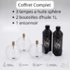 coffret-complet-3-lampes-a-huile-sphere-avec-huile-et-entonnoir-peri-living-majdeltier Coffret complet 3 lampes à huile sphère Peri Living, 2 bouteilles d'huile de paraffine et un entonnoir