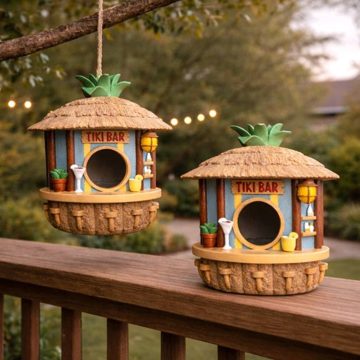 Nichoir à Oiseaux Tiki Bar - Une Cabane à Oiseaux Tropicale Pleine de Charme