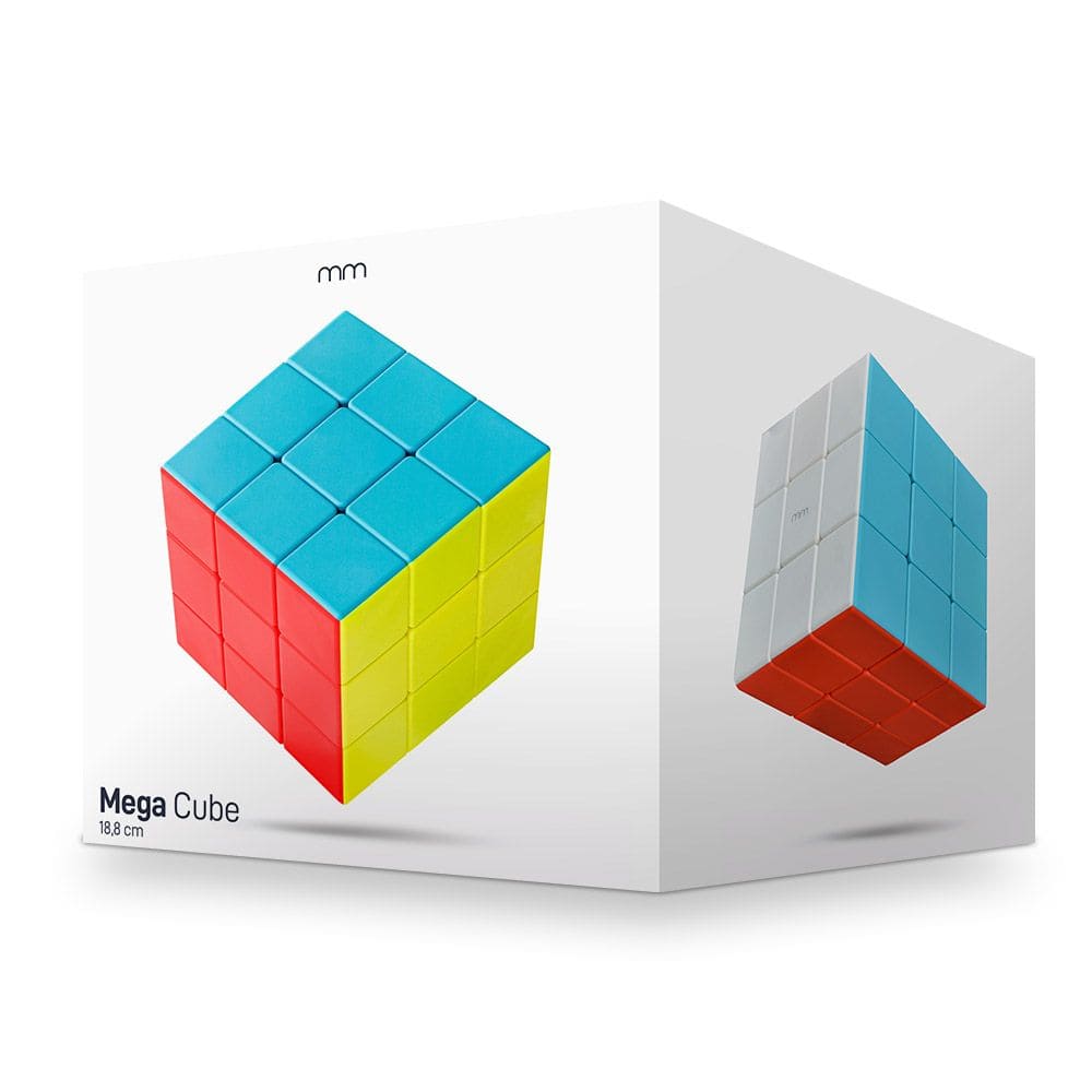 Boîte du Mega Cube 18,8 cm avec illustration du cube casse-tête géant