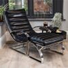 fauteuil-biarritz-cuir-noir-et-ottoman-cuir-plaine-fleur-design-majdeltier-5 Fauteuil Biarritz cuir noir avec ottoman, assise confortable en cuir pleine fleur et piètement inox.