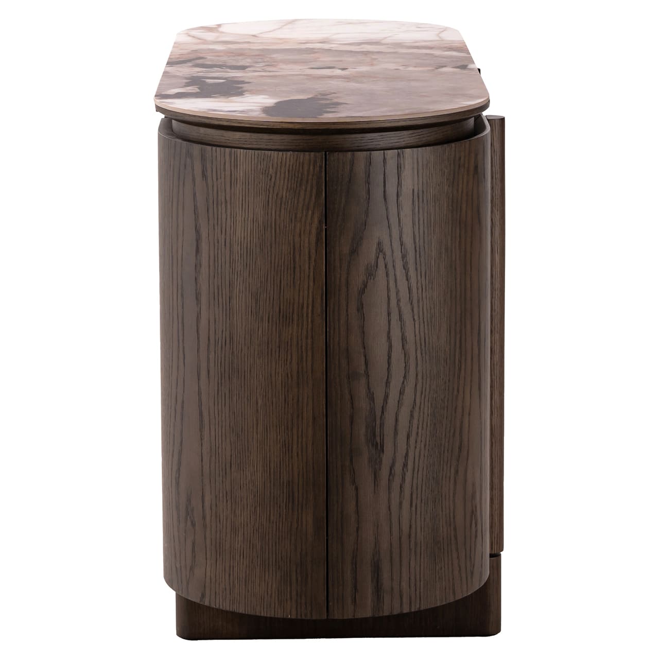 Buffet-Arrondi-Langford-Céramique- 3-portes-chene-foncé-richmond-majdeltier-3 buffer langford détail porte arrondie , vue de profil