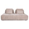 Canapé Tudor modulable vue de face, coussins déco, couleur mocca