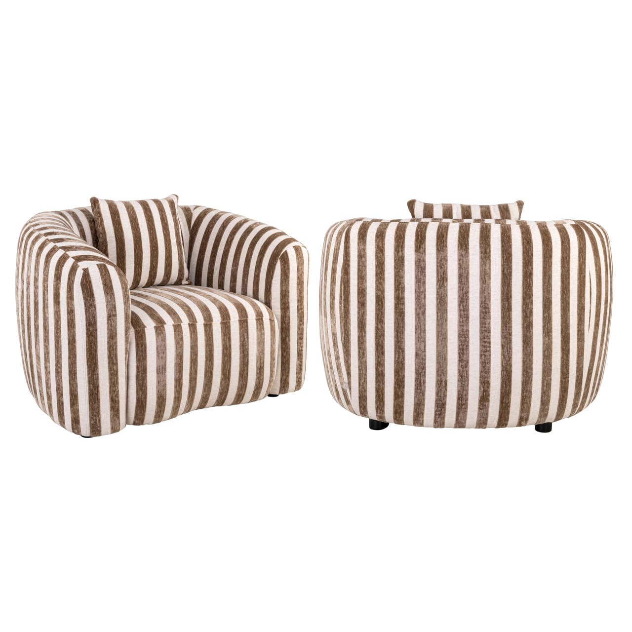 Fauteuil-Luxandra-Tissu-Rayures-Beige-&-Marron-arrondi-majdeltier-10 Fauteuil Luxandra rayé beige marron vue arrière, silhouette arrondie